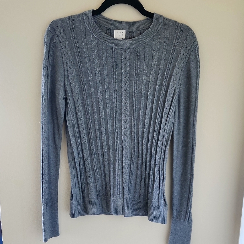 a new day Light Gray Cable Knit Sweater